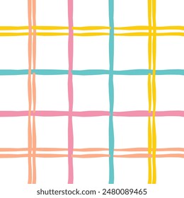 Vector dibujado a mano lindo patrón a cuadros. Doodle a cuadros de textura simple geométrica. Cruzando líneas. Abstractas lindo patrón delicado ideal para tela, textil, Fondo de pantalla.