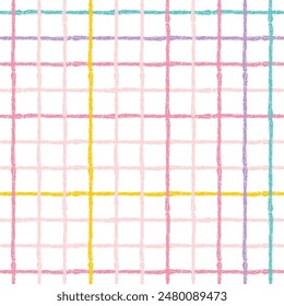 Vector hand drawn cute checkered pattern. Doodle Plaid geometrical simple texture. Crossing lines. Abstract cute delicate pattern ideal for fabric, textile, wallpaper.