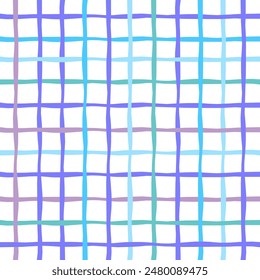 Vector hand drawn cute checkered pattern. Doodle Plaid geometrical simple texture. Crossing lines. Abstract cute delicate pattern ideal for fabric, textile, wallpaper.