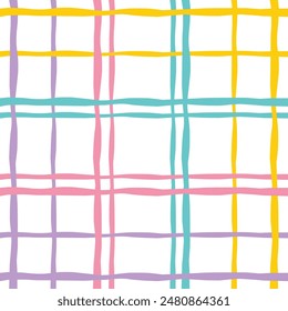 Vector hand drawn cute checkered pattern. Doodle Plaid geometrical simple texture. Crossing lines. Abstract cute delicate pattern ideal for fabric, textile, wallpaper.