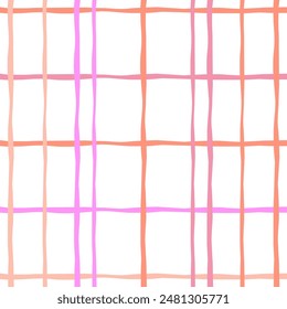 Vector hand drawn cute checkered pattern. Doodle Plaid geometrical simple texture. Crossing lines. Abstract cute delicate pattern ideal for fabric, textile, wallpaper.