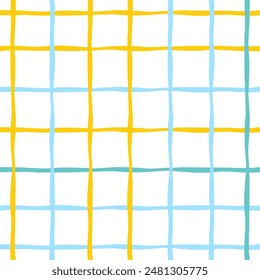 Vector hand drawn cute checkered pattern. Doodle Plaid geometrical simple texture. Crossing lines. Abstract cute delicate pattern ideal for fabric, textile, wallpaper.