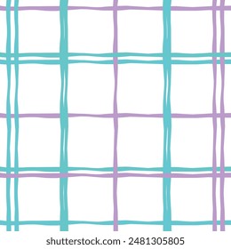 Vector hand drawn cute checkered pattern. Doodle Plaid geometrical simple texture. Crossing lines. Abstract cute delicate pattern ideal for fabric, textile, wallpaper.