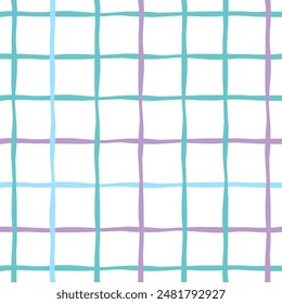 Vector hand drawn cute checkered pattern. Doodle Plaid geometrical simple texture. Crossing lines. Abstract cute delicate pattern ideal for fabric, textile, wallpaper.