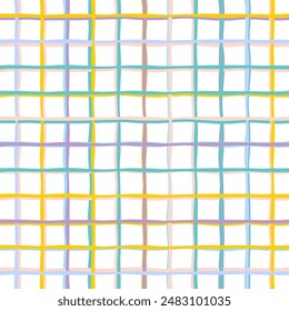 Vector hand drawn cute checkered pattern. Doodle Plaid geometrical simple texture. Crossing lines. Abstract cute delicate pattern ideal for fabric, textile, wallpaper.