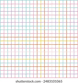 Vector hand drawn cute checkered pattern. Doodle Plaid geometrical simple texture. Crossing diagonal lines. Abstract cute delicate pattern ideal for fabric, textile, wallpaper.