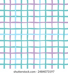 Vector hand drawn cute checkered pattern. Doodle Plaid geometrical simple texture. Crossing lines. Abstract cute delicate pattern ideal for fabric, textile, wallpaper.