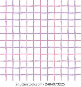 Vector hand drawn cute checkered pattern. Doodle Plaid brush simple texture. Crossing lines. Abstract cute delicate pattern ideal for fabric, textile, wallpaper.