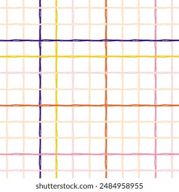 Vector hand drawn cute checkered pattern. Doodle Plaid geometrical simple texture. Crossing lines. Abstract cute delicate pattern ideal for fabric, textile, wallpaper.