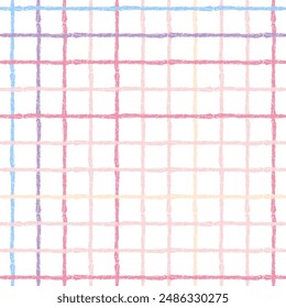 Vector hand drawn cute checkered pattern. Doodle Plaid geometrical simple texture. Crossing lines. Abstract cute delicate pattern ideal for fabric, textile, wallpaper.