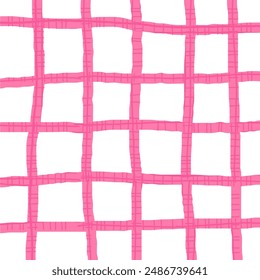 Vector hand drawn cute checkered pattern. Doodle Plaid geometrical simple texture. Crossing lines. Abstract cute delicate pattern ideal for fabric, textile, wallpaper.