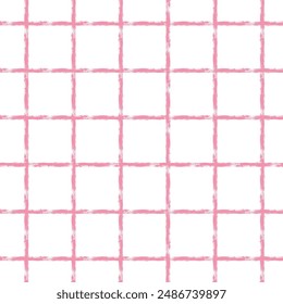 Vector hand drawn cute checkered pattern. cottagecore Doodle Plaid geometrical semitransparent simple texture. Crossing lines. Abstract cute delicate pattern.