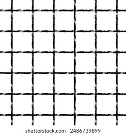 Vector hand drawn cute checkered pattern. cottagecore Doodle Plaid geometrical semitransparent simple texture. Crossing lines. Abstract cute delicate pattern.