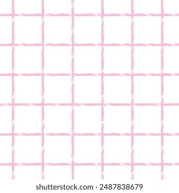 Vector hand drawn cute checkered pattern. cottagecore Doodle Plaid geometrical semitransparent simple texture. Crossing lines. Abstract cute delicate pattern.