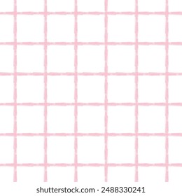 Vector hand drawn cute checkered pattern. Doodle Plaid geometrical simple texture. Crossing lines. Abstract cute delicate pattern ideal for fabric, textile, wallpaper.