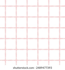 Vector hand drawn cute checkered pattern. cottagecore Doodle Plaid geometrical semitransparent simple texture. Crossing lines. Abstract cute delicate pattern.