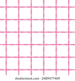 Vector hand drawn cute checkered pattern. cottagecore Doodle Plaid geometrical semitransparent simple texture. Crossing lines. Abstract cute delicate pattern.