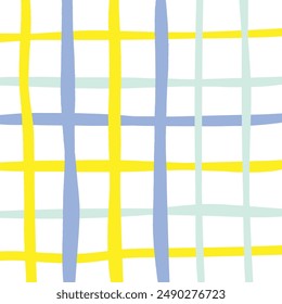 Vector hand drawn cute checkered pattern. Doodle Plaid geometrical simple texture. Crossing lines. Abstract cute delicate pattern ideal for fabric, textile, wallpaper.