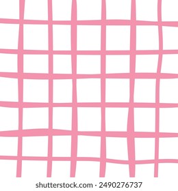 Vector hand drawn cute checkered pattern. Doodle Plaid geometrical simple texture. Crossing lines. Abstract cute delicate pattern ideal for fabric, textile, wallpaper.