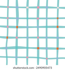 Vector hand drawn cute checkered pattern. Doodle Plaid geometrical simple texture. Crossing lines. Abstract cute delicate pattern ideal for fabric, textile, wallpaper.