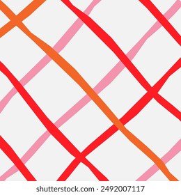 Vector hand drawn cute checkered pattern. Doodle Plaid geometrical simple texture. Crossing lines. Abstract cute delicate pattern ideal for fabric, textile, wallpaper.