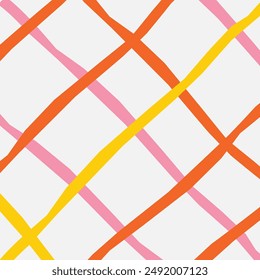 Vector hand drawn cute checkered pattern. Doodle Plaid geometrical simple texture. Crossing lines. Abstract cute delicate pattern ideal for fabric, textile, wallpaper.