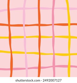 Vector hand drawn cute checkered pattern. Doodle Plaid geometrical simple texture. Crossing lines. Abstract cute delicate pattern ideal for fabric, textile, wallpaper.