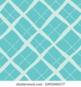 Vector hand drawn cute checkered pattern. Doodle Plaid geometrical dry brush texture. Uneven double crossing lines. Abstract cute delicate pattern ideal for fabric, textile, wallpaper