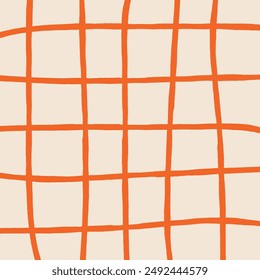 Vector hand drawn cute checkered pattern. Doodle Plaid geometrical simple texture. Crossing lines. Abstract cute delicate pattern ideal for fabric, textile, wallpaper.