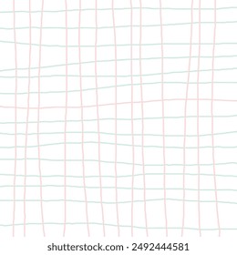 Vector hand drawn cute checkered pattern. Doodle Plaid geometrical simple texture. Crossing lines. Abstract cute delicate pattern ideal for fabric, textile, wallpaper.