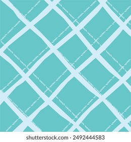 Vector hand drawn cute checkered pattern. Doodle Plaid geometrical dry brush texture. Uneven double crossing lines. Abstract cute delicate pattern ideal for fabric, textile, wallpaper