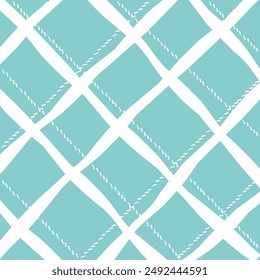 Vector hand drawn cute checkered pattern. Doodle Plaid geometrical dry brush texture. Uneven double crossing lines. Abstract cute delicate pattern ideal for fabric, textile, wallpaper