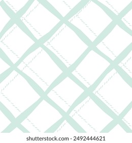 Vector hand drawn cute checkered pattern. Doodle Plaid geometrical dry brush texture. Uneven double crossing lines. Abstract cute delicate pattern ideal for fabric, textile, wallpaper