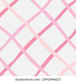 Vector hand drawn cute checkered pattern. Doodle Plaid geometrical simple texture. Crossing lines. Abstract cute delicate pattern ideal for fabric, textile, wallpaper.