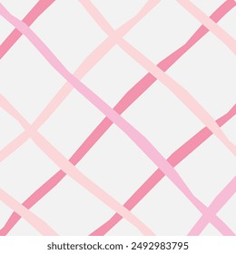 Vector hand drawn cute checkered pattern. Doodle Plaid geometrical simple texture. Crossing lines. Abstract cute delicate pattern ideal for fabric, textile, wallpaper.