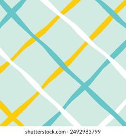 Vector hand drawn cute checkered pattern. Doodle Plaid geometrical simple texture. Crossing lines. Abstract cute delicate pattern ideal for fabric, textile, wallpaper.