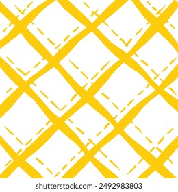 Vector hand drawn cute checkered pattern. Doodle Plaid geometrical dry brush texture. Uneven double crossing lines. Abstract cute delicate pattern ideal for fabric, textile, wallpaper