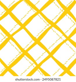 Vector hand drawn cute checkered pattern. Doodle Plaid geometrical dry brush texture. Uneven double crossing lines. Abstract cute delicate pattern ideal for fabric, textile, wallpaper