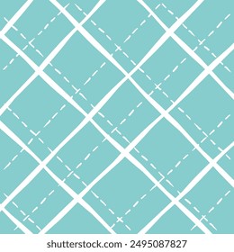 Vector hand drawn cute checkered pattern. Doodle Plaid geometrical dry brush texture. Uneven double crossing lines. Abstract cute delicate pattern ideal for fabric, textile, wallpaper