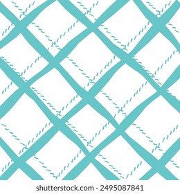 Vector hand drawn cute checkered pattern. Doodle Plaid geometrical dry brush texture. Uneven double crossing lines. Abstract cute delicate pattern ideal for fabric, textile, wallpaper