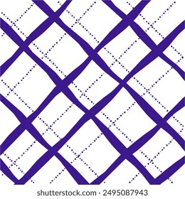 Vector hand drawn cute checkered pattern. Doodle Plaid geometrical dry brush texture. Uneven double crossing lines. Abstract cute delicate pattern ideal for fabric, textile, wallpaper