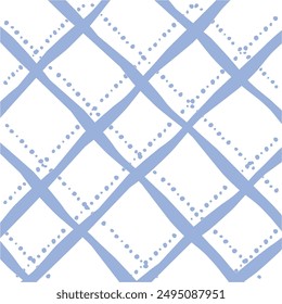 Vector hand drawn cute checkered pattern. Doodle Plaid geometrical dry brush texture. Uneven double crossing lines. Abstract cute delicate pattern ideal for fabric, textile, wallpaper