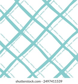 Vector hand drawn cute checkered pattern. Doodle Plaid geometrical dry brush texture. Uneven double crossing lines. Abstract cute delicate pattern ideal for fabric, textile, wallpaper