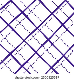 Vector hand drawn cute checkered pattern. Doodle Plaid geometrical dry brush texture. Uneven double crossing lines. Abstract cute delicate pattern ideal for fabric, textile, wallpaper