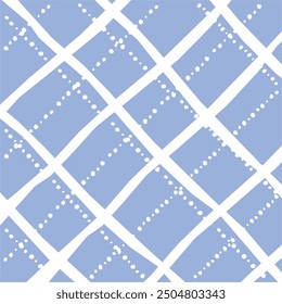 Vector hand drawn cute checkered pattern. Doodle Plaid geometrical dry brush texture. Uneven double crossing lines. Abstract cute delicate pattern ideal for fabric, textile, wallpaper