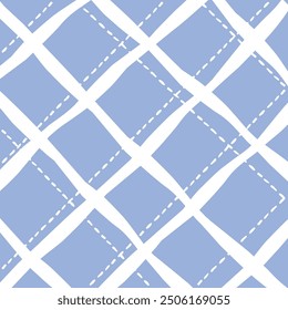 Vector hand drawn cute checkered pattern. Doodle Plaid geometrical dry brush texture. Uneven double crossing lines. Abstract cute delicate pattern ideal for fabric, textile, wallpaper