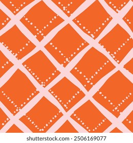 Vector hand drawn cute checkered pattern. Doodle Plaid geometrical dry brush texture. Uneven double crossing lines. Abstract cute delicate pattern ideal for fabric, textile, wallpaper