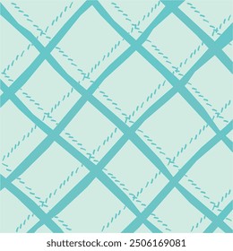 Vector hand drawn cute checkered pattern. Doodle Plaid geometrical dry brush texture. Uneven double crossing lines. Abstract cute delicate pattern ideal for fabric, textile, wallpaper