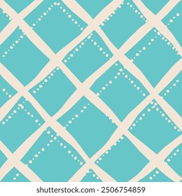 Vector hand drawn cute checkered pattern. Doodle Plaid geometrical dry brush texture. Uneven double crossing lines. Abstract cute delicate pattern ideal for fabric, textile, wallpaper