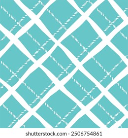 Vector hand drawn cute checkered pattern. Doodle Plaid geometrical dry brush texture. Uneven double crossing lines. Abstract cute delicate pattern ideal for fabric, textile, wallpaper